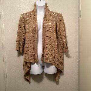 Vintage Women's Tan Open-Knit Sweate S